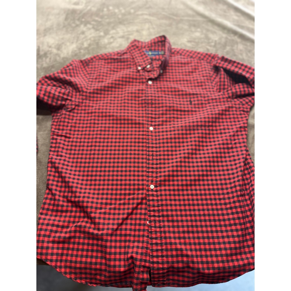 Ralph Lauren Mens XL Classic Fit Red Black Buffalo Check Button Down Shirt 4815